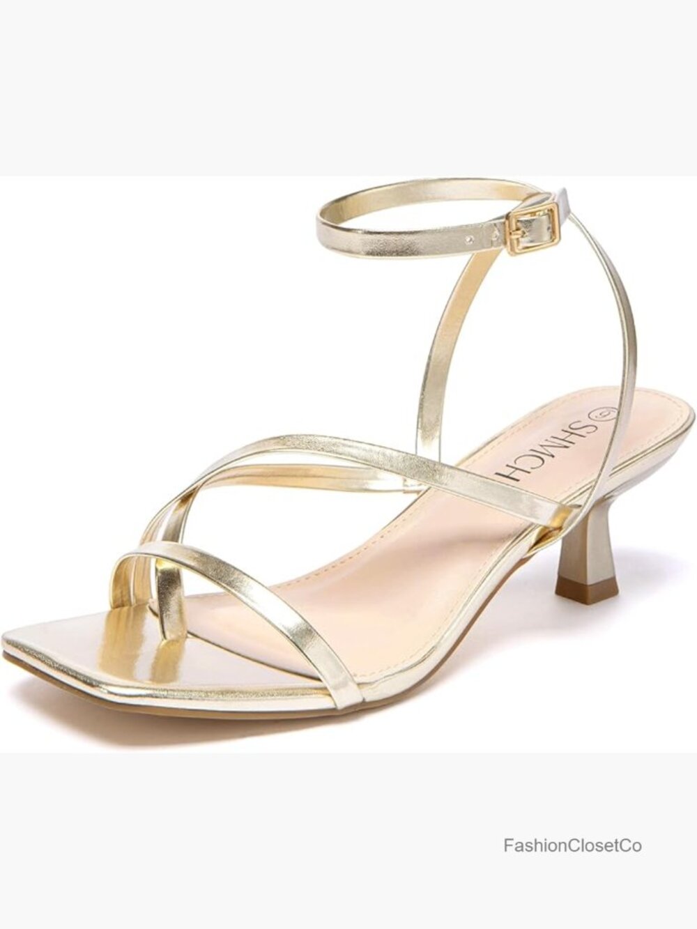 Kitten Heels Low Strappy Lace Up Heels Square Toe Thong Ankle Strap Fashion